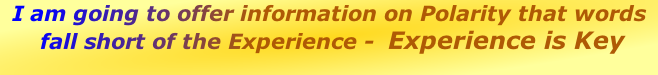 I am going to offer information on Polarity that words fall short of the Experience -Experience is Key